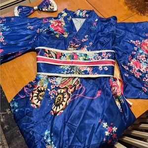 Floral Blue Kimono with Obi